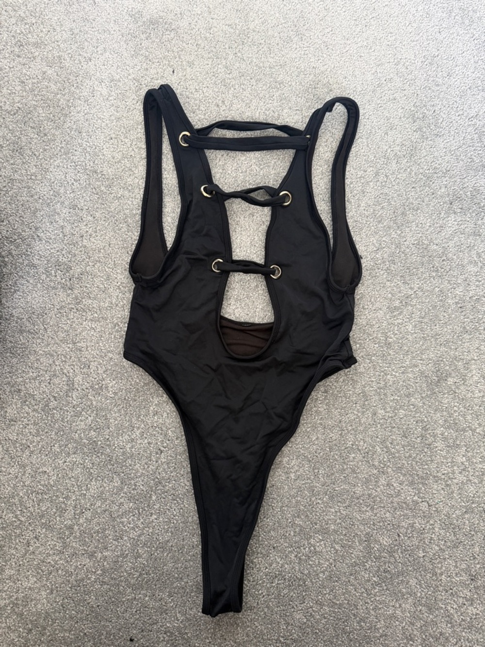 Black Lace-Up One-Piece Swimsuit